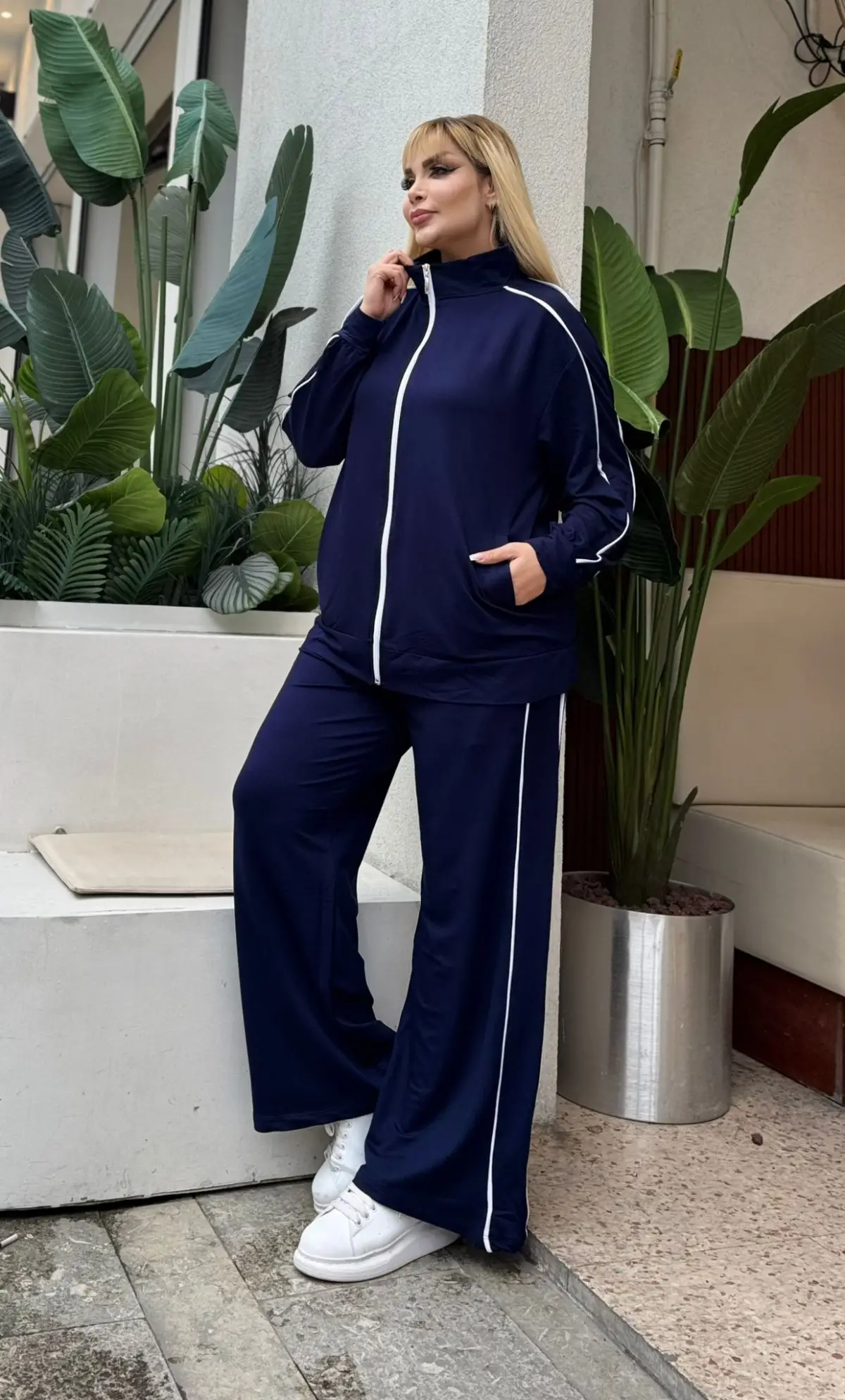 KADIN BÜYÜK BEDEN ÇİFT BİYE DETAY LİKRALI KRİSTAL İKİ İPLİK TAKIM