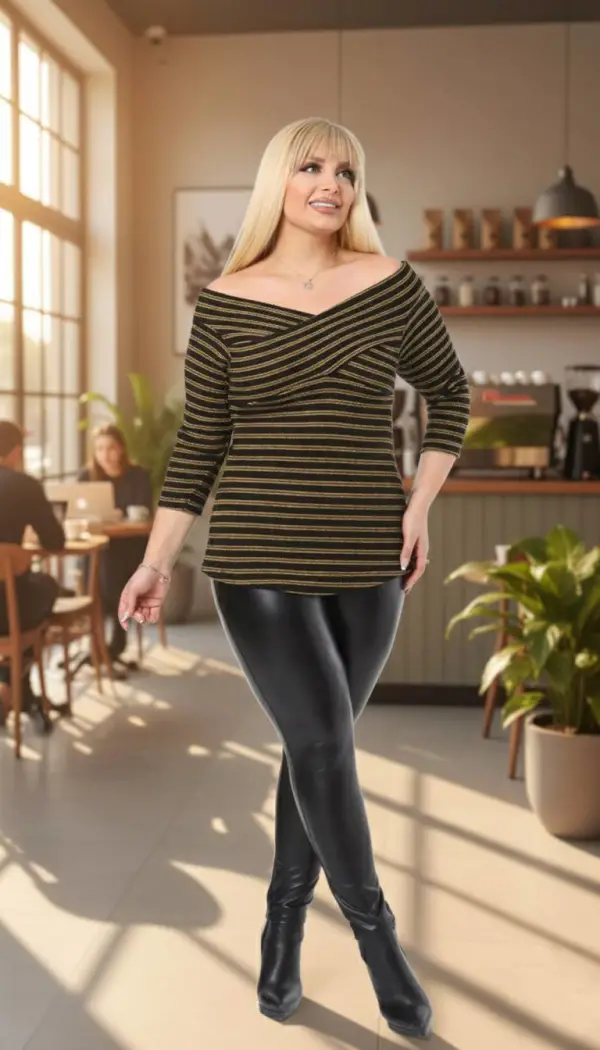  KADIN BÜYÜK BEDEN DEGAJE YAKA TRİKO BLUZ