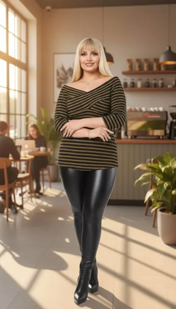  KADIN BÜYÜK BEDEN DEGAJE YAKA TRİKO BLUZ