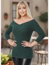  KADIN BÜYÜK BEDEN DEGAJE YAKA TRİKO BLUZ